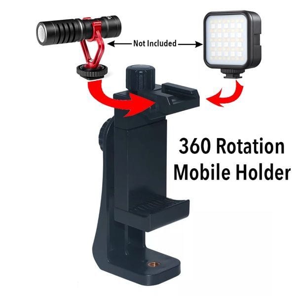 360 Degree Mobile Holder With Cold Shoe Mount